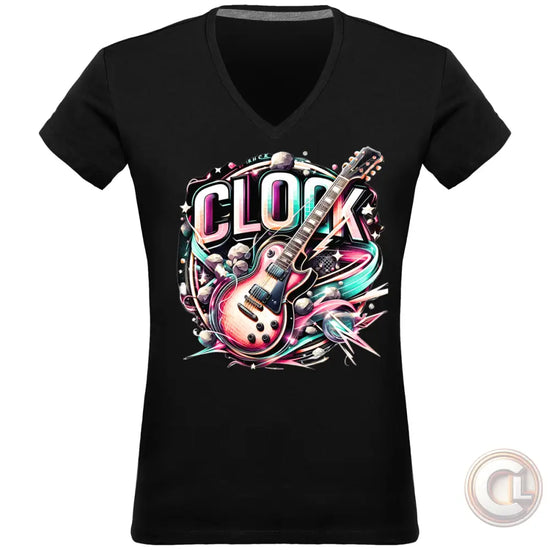 T-shirt Col V Femme 180 gr “Rock Chic” Black / S -