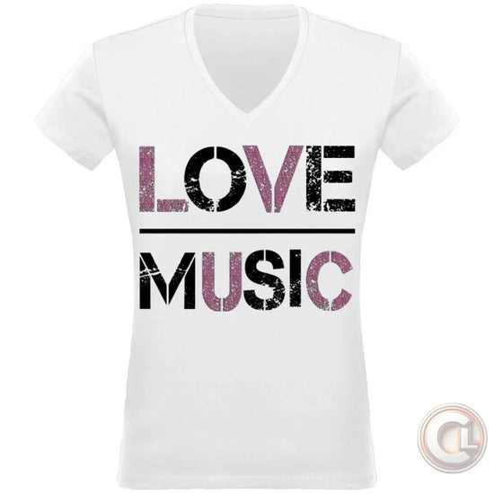 Tee-shirt Col V Femme 180 gr LOVE MUSIC - CLOOK