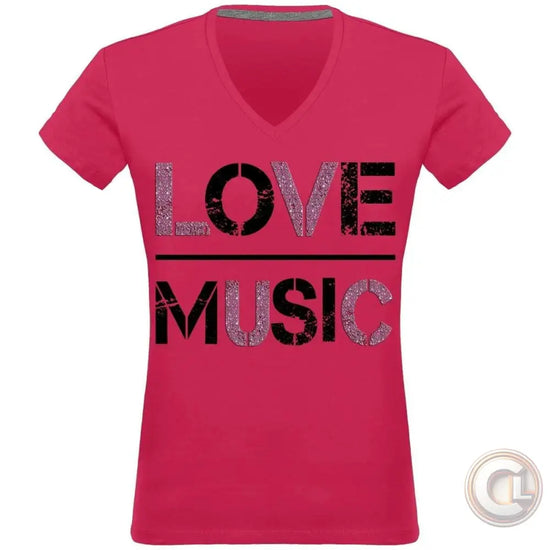 Tee-shirt Col V Femme 180 gr LOVE MUSIC - CLOOK